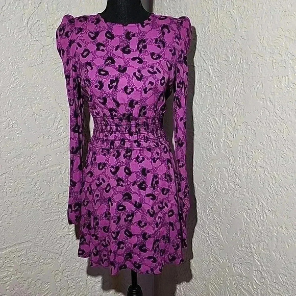 NWT AFRM Violaine Cheetah Smocked Mini Dress - Picture 1 of 7